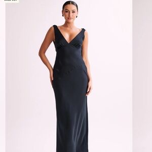 SOLD OUT Meshki Nadia Maxi Satin Dress With Back Cowl - Black